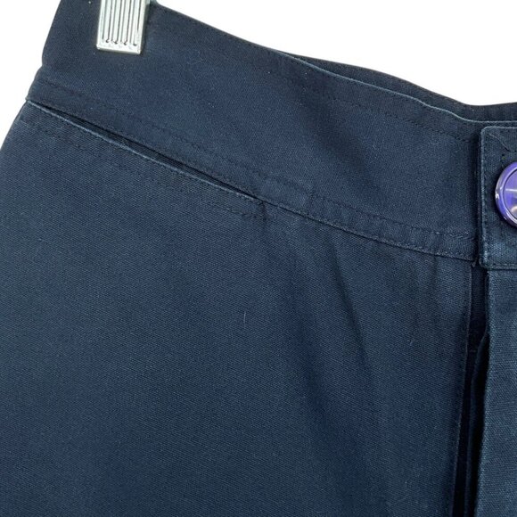SBJ Austin Size 2 Women's Angela Pants Navy Blue Button Wide Leg 100% Cotton - Picture 3 of 7